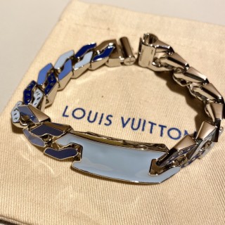 Louis Vuitton LV Blue Enamel Chain Link Bracelet view 3