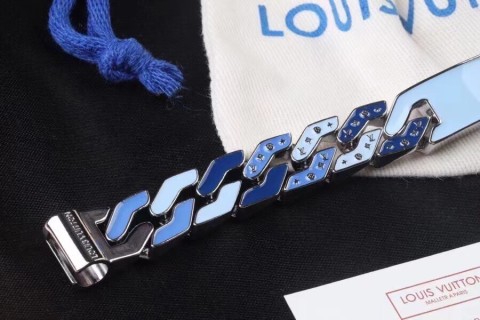 Louis Vuitton LV Blue Enamel Chain Link Bracelet view 6
