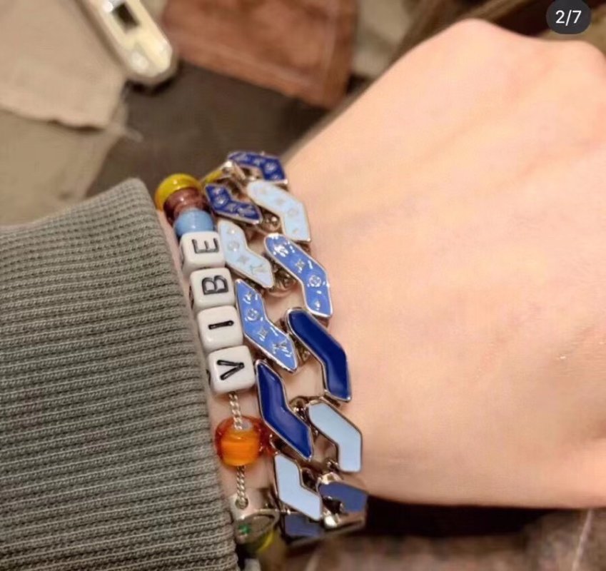 Louis Vuitton LV Blue Enamel Chain Link Bracelet view
