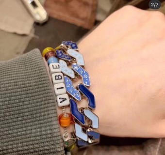 Louis Vuitton LV Blue Enamel Chain Link Bracelet view 9