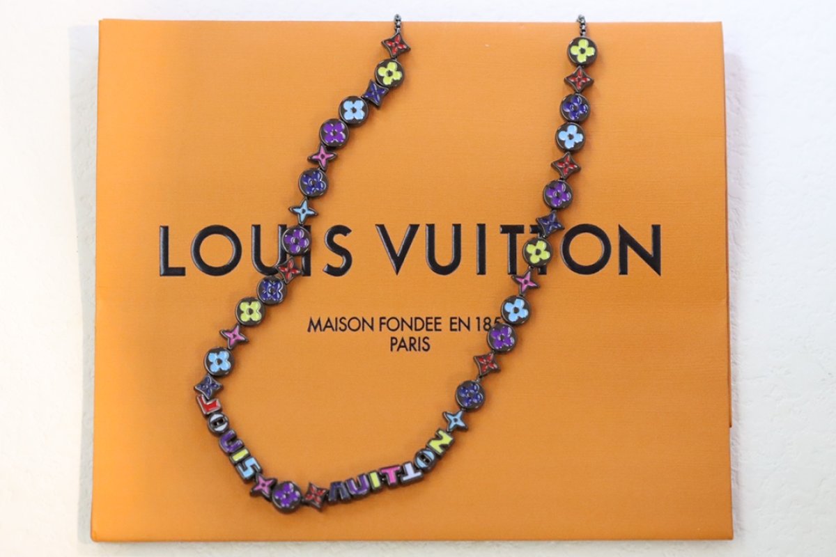 Louis Vuitton Monogram Colors Enamel Flower Necklace - Silver