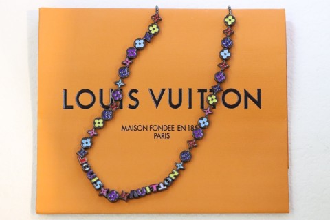 Louis Vuitton Monogram Colors Enamel Flower Necklace - Silver