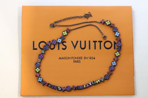 Louis Vuitton Monogram Colors Enamel Flower Necklace - Silver view 2