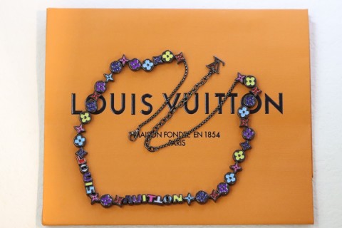 Louis Vuitton Monogram Colors Enamel Flower Necklace - Silver view 3