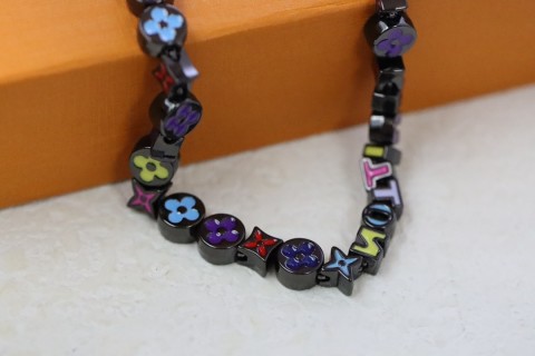 Louis Vuitton Monogram Colors Enamel Flower Necklace - Silver view 4