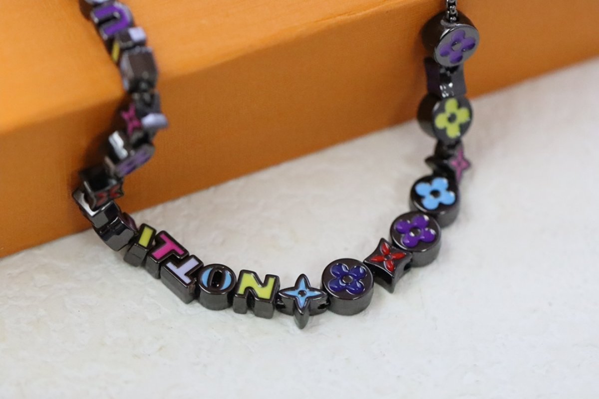 Louis Vuitton Monogram Colors Enamel Flower Necklace - Silver view