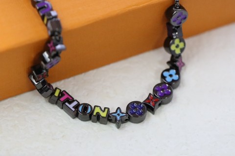 Louis Vuitton Monogram Colors Enamel Flower Necklace - Silver view 5
