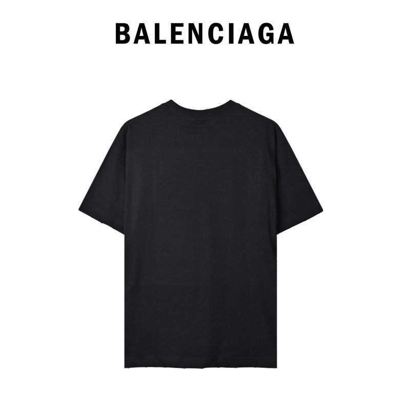 Balenciaga BB Logo Red Embroidered Black T-Shirt view