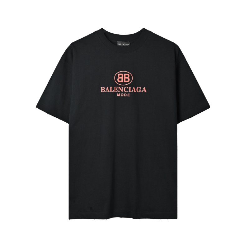 Balenciaga BB Logo Red Embroidered Black T-Shirt view