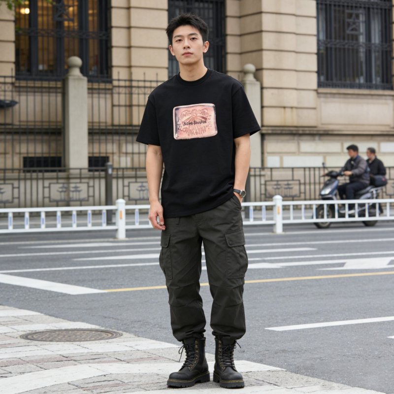 Dolce & Gabbana Tan Patch Logo Black T-Shirt view