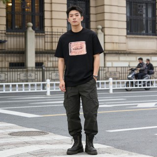 Dolce & Gabbana Tan Patch Logo Black T-Shirt view 3