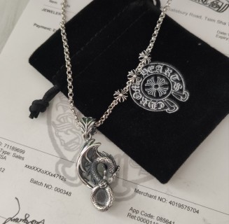 Chrome Hearts Dragon Distressed Cross Chain Pendant Necklace Silver view 4