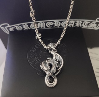 Chrome Hearts Dragon Distressed Cross Chain Pendant Necklace Silver view 5