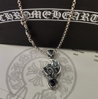 Chrome Hearts Dragon Distressed Cross Chain Pendant Necklace Silver view 7