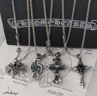Chrome Hearts Dragon Distressed Cross Chain Pendant Necklace Silver view 8