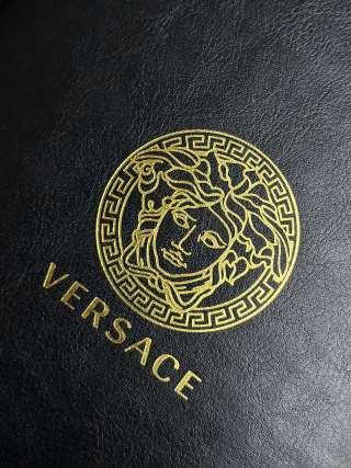 Versace Medusa Gold Foil Black Leather Notebook