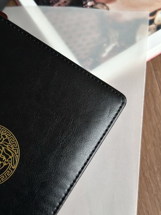 Versace Medusa Gold Foil Black Leather Notebook view 2