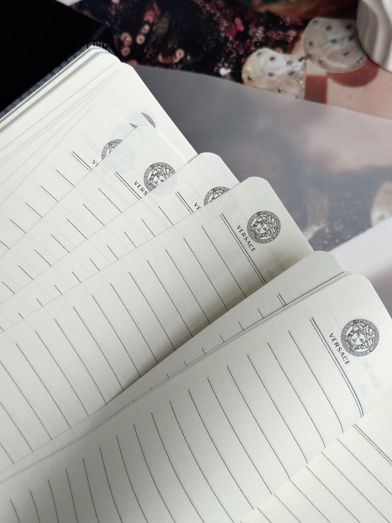 Versace Medusa Gold Foil Black Leather Notebook view
