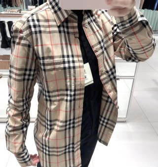 Burberry Vintage Check Long-Sleeve Shirt Beige view 4