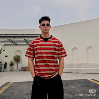 Red Black Striped Short Sleeve T-Shirt