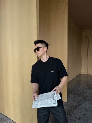 Black Newspaper Print T-Shirt with Small Badge view 4