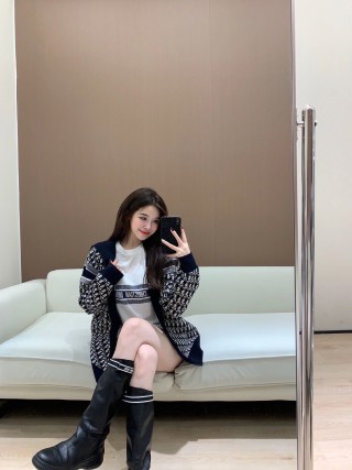 Dior Monogram Wool Blend Cardigan Jacket Black view 2