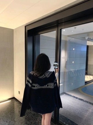 Dior Monogram Wool Blend Cardigan Jacket Black view 3