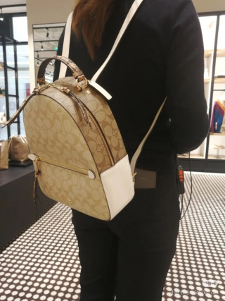 Coach Signature Beige Backpack view 2