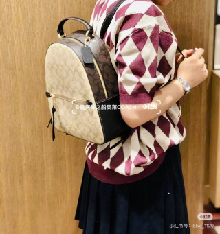 Coach Signature Beige Backpack view 5