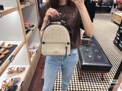 Coach Signature Beige Backpack view 6