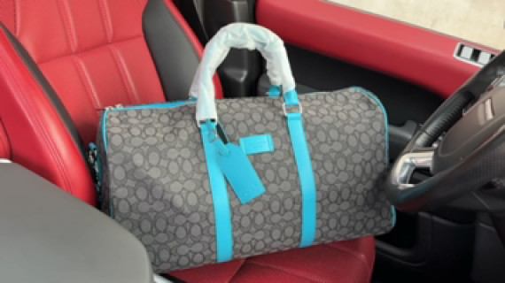 Coach Monogram Travel Duffel Bag Grey Blue
