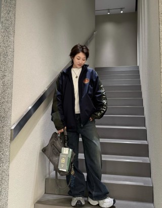 Balenciaga Oversized Track Jacket Black Olive view 6