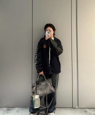 Balenciaga Oversized Track Jacket Black Olive view 9