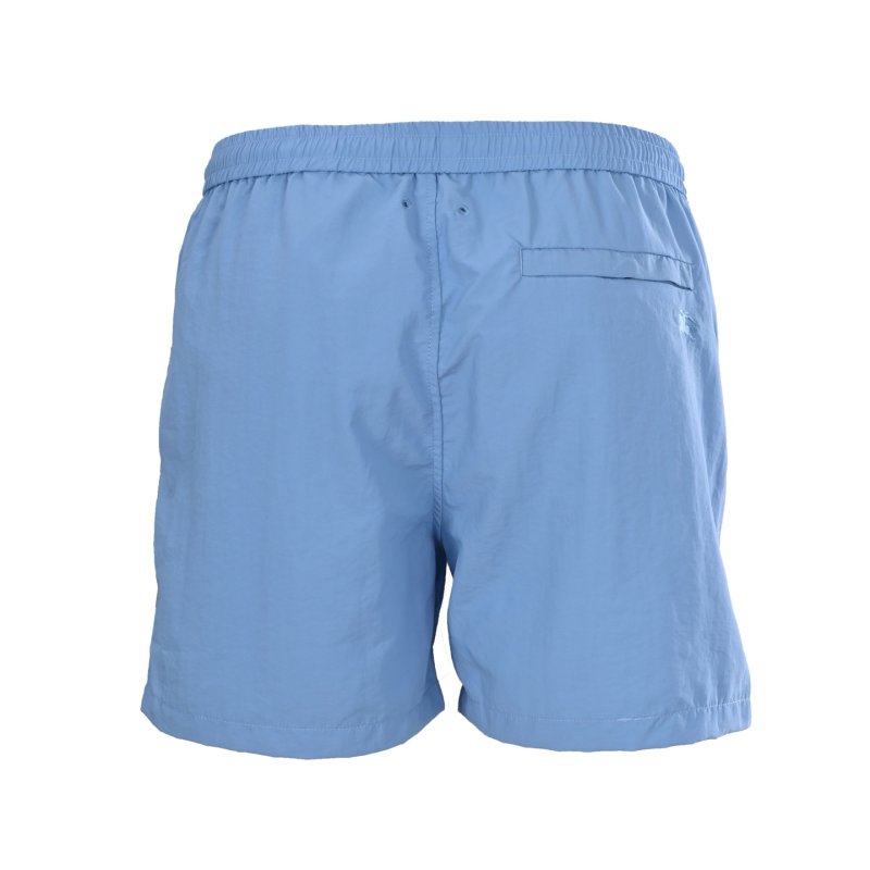 Sky Blue Nylon Shorts with Checkered Tape Detail view