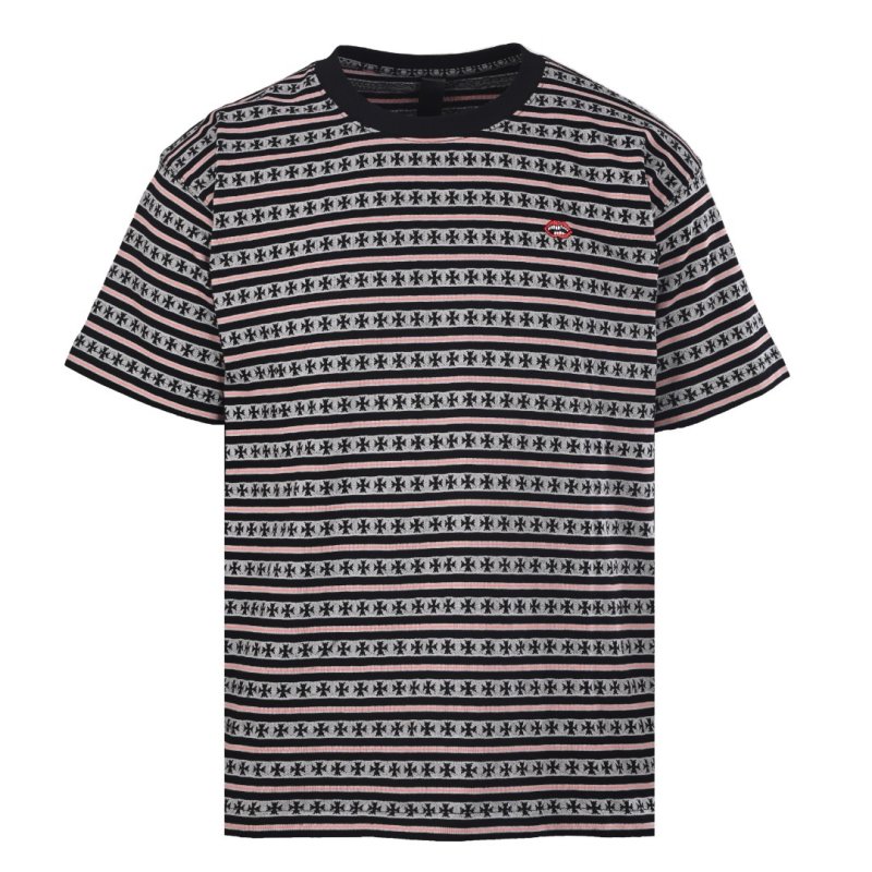 Star Pattern Striped Short Sleeve T-Shirt Black/Gray view