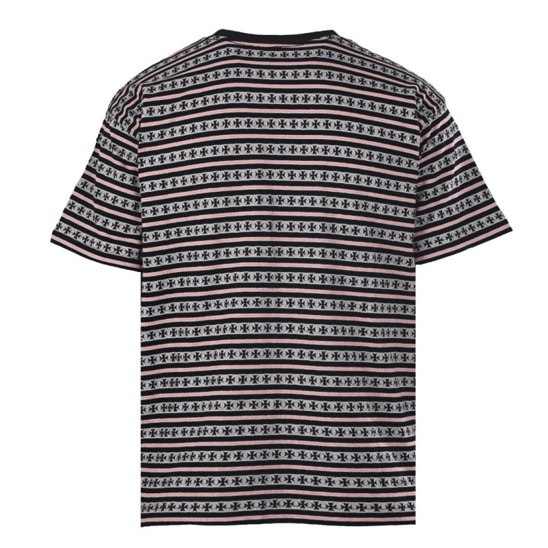 Star Pattern Striped Short Sleeve T-Shirt Black/Gray view
