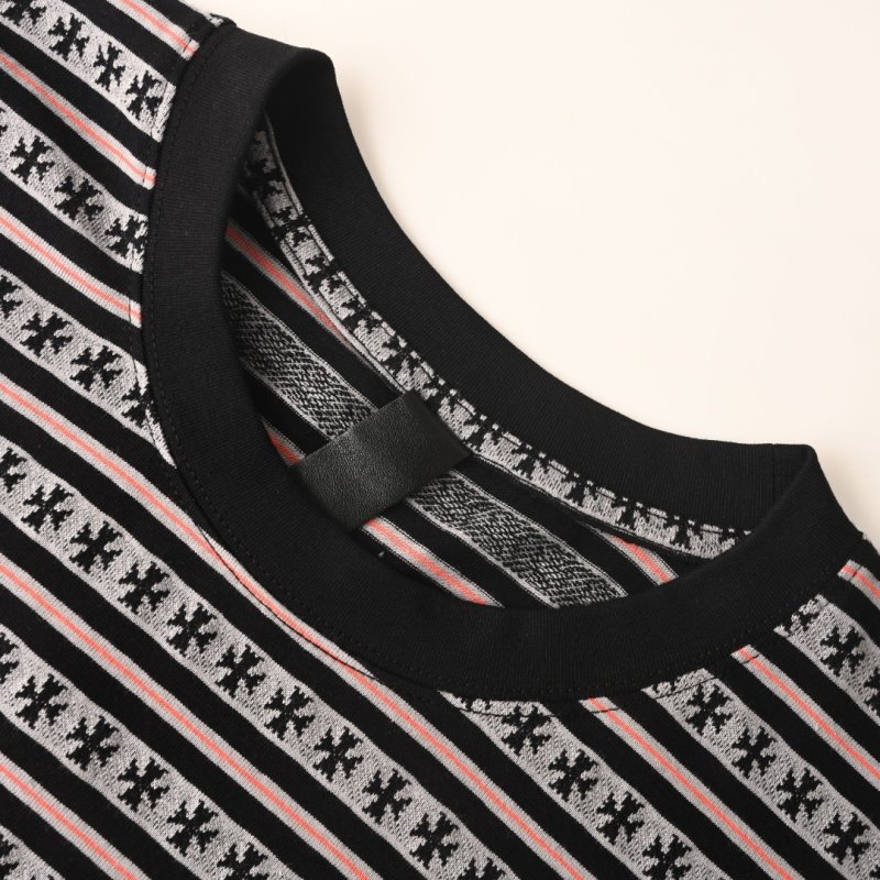 Star Pattern Striped Short Sleeve T-Shirt Black/Gray view