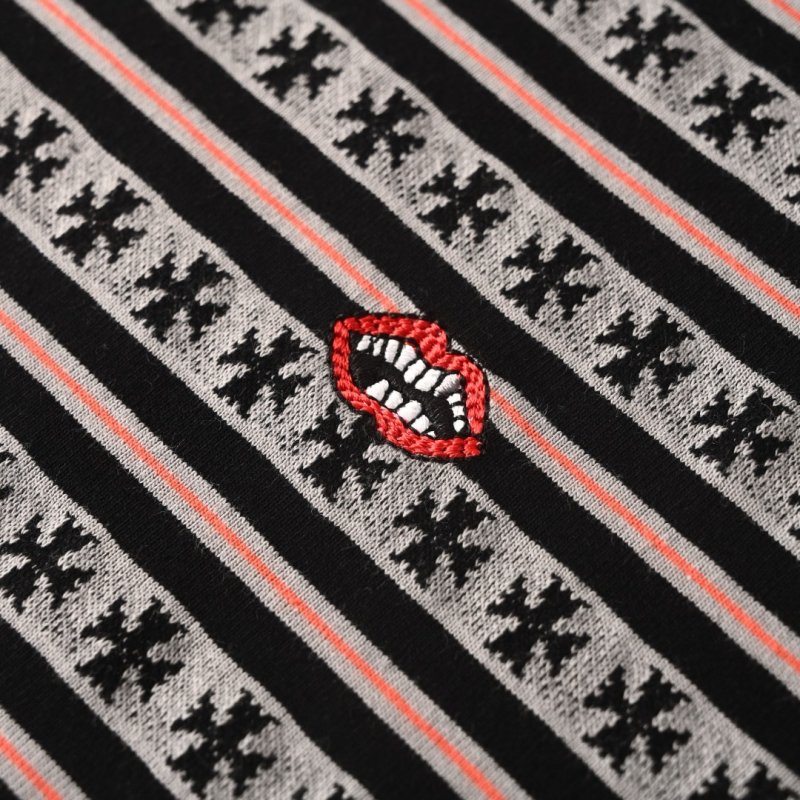 Star Pattern Striped Short Sleeve T-Shirt Black/Gray view