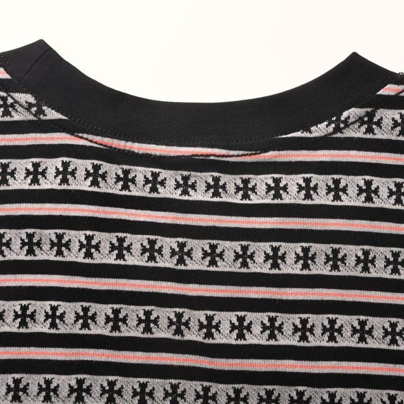 Star Pattern Striped Short Sleeve T-Shirt Black/Gray view