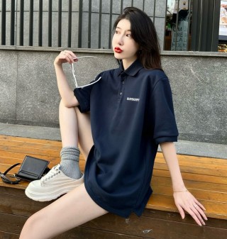 Burberry Navy Short-Sleeve Polo Shirt view 3