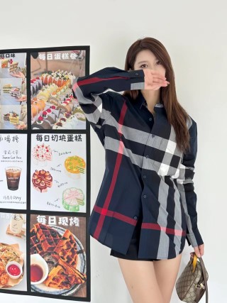 Burberry Check Oversized Shirt Navy Red White view 5