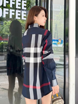 Burberry Check Oversized Shirt Navy Red White view 7