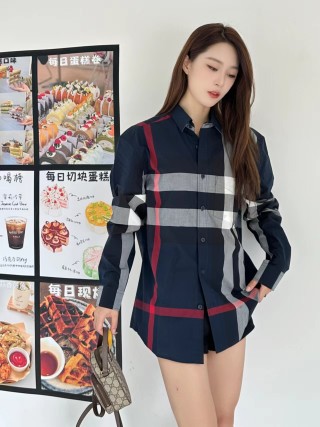 Burberry Check Oversized Shirt Navy Red White view 9