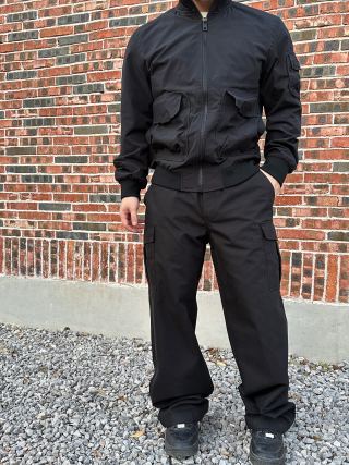 Black Cargo Pants with Utility Pockets view 2
