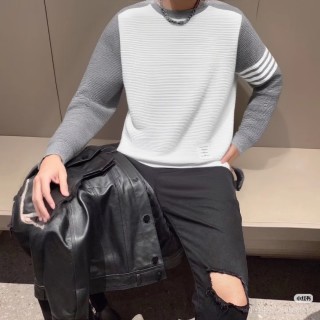 Color-Block Crewneck Sweatshirt - White & Grey view 6