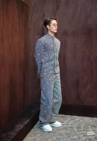 Floral Striped Shirt & Pants Co-ord Set - Grey view 7
