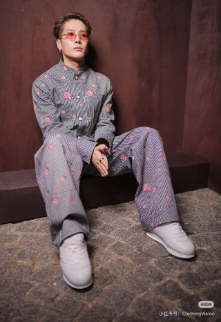 Floral Striped Shirt & Pants Co-ord Set - Grey view 8