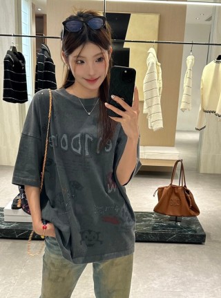 Oversized Charcoal Graphic Print Short Sleeve T-Shirt