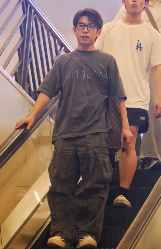 Oversized Charcoal Graphic Print Short Sleeve T-Shirt view 3