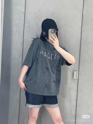 Oversized Charcoal Graphic Print Short Sleeve T-Shirt view 9